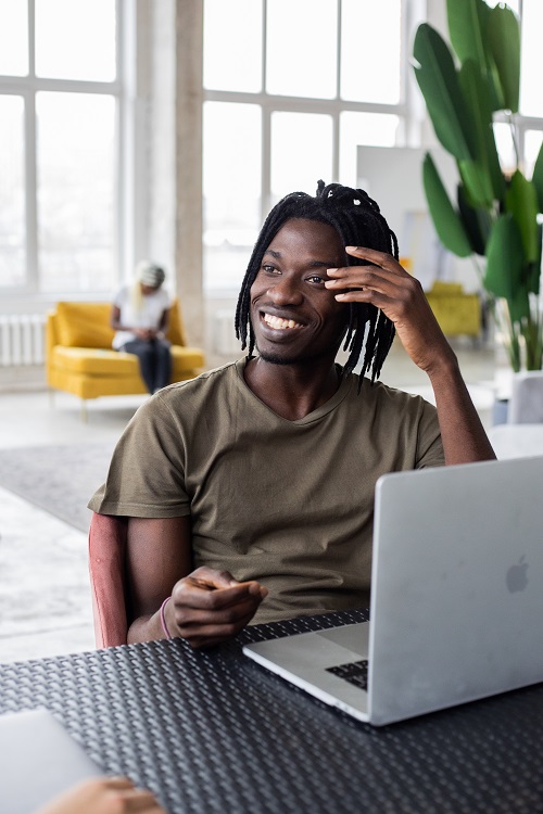 nigerian student on laptop